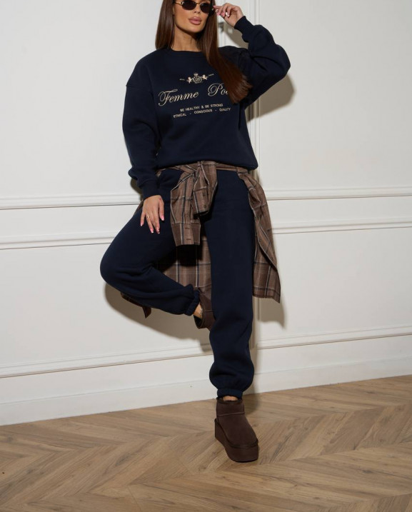 59/1 спортивний костюм на флісі з вишивкою світшот з джогерами 